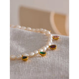 Valentina Pearl Bead Necklace – Colorful Cubic Zirconia Charms | Huna Jewelry