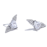 Angela Winged Heart Stud Earrings – Hypoallergenic Chic Jewelry | Huna Jewelry