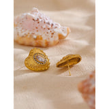 Samara Sparkling Heart Stud Earrings – Vintage & Tarnish-Resistant | Huna Jewelry