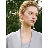 Ingrid Shell Drop Earrings – Elegant Long Dangle Jewelry for Women | Huna Jewelry