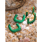 Harley Verde Square Hoop Earrings – Bold & Trendy Geometric Jewelry | Huna Jewelry