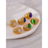 Illiana C Huggie Stud Earrings – Vintage Style with Natural Stone | Huna Jewelry