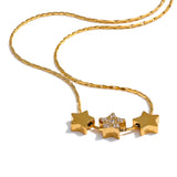 Moira Three Star Pendant Necklace – 18K Gold, Waterproof & Stylish | Huna Jewelry