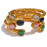 Whitney Natural Stone Cuff Bracelet – Gold & Water-Resistant | Huna Jewelry