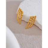 Judy Round Beaded Stud Earrings – Stylish & Rust-Proof Jewelry | Huna Jewelry