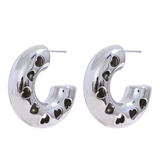 Annalise 30mm C-Shape Heart Earrings – Waterproof, Modern & Chic | Huna Jewelry