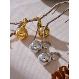 Kelanni Round Ball Earrings – Sleek Huggie, Water Resistant & Trendy | Huna Jewelry