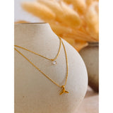 Oriana Fishtail Charm Double Layer Necklace – 18K Gold Jewelry | Huna Jewelry
