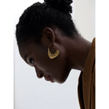 Veda Thin Textured Hoop Earrings – Chic, Modern & Waterproof | Huna Jewelry