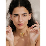 Aviana Cross Pendant Necklace – Vintage Pearl & Zircon Charm | Huna Jewelry