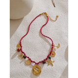 Cressida Red Rope Braided Charm Necklace – Trendy & Stylish Accessory | Huna Jewelry