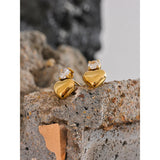 Karol Heart Stud Earrings – Cubic Zirconia, Waterproof & Hypoallergenic | Huna Jewelry