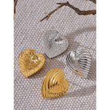 Paisley Heart Stud Earrings – Minimalist & Hypoallergenic Jewelry | Huna Jewelry