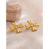 Darla Cross Stud Earrings – Waterproof & Tarnish-Resistant Jewelry | Huna Jewelry