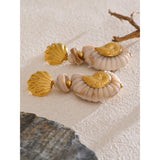Madison Resin Shell Conch Drop Earrings – Coastal Charm with Modern Style | Huna Jewelry
