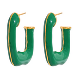 Harley Verde Square Hoop Earrings – Bold & Trendy Geometric Jewelry | Huna Jewelry