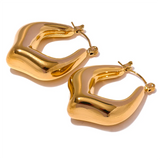 Gianna Chunky Hoop Earrings – Geometric Hollow Rust-Proof Design | Huna Jewelry
