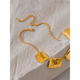 Leonie Rectangle Pendant Necklace & Earrings – Bold & Elegant Piece | Huna Jewelry