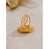 Drew Rose Flower Cuff Ring – Adjustable Open Band Statement | Huna Jewelry