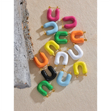 Kathleen Candy Pop Y2K Hoop Earrings – Chunky Enamel Squares in Vibrant Colors | Huna Jewelry