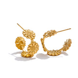 Medium Flower Hoops – Gold-Plated Floral Earrings | Huna Jewelry