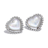 Celine Pearl Heart Stud Earrings – Classic & Romantic | Huna Jewelry