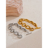 Xenia Textured Chain Bracelet – Modern Oval & Round Links with Toggle | Huna Jewelry