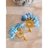 Julia Blue Flower Drop Earrings – Boho Chic Statement Jewelry | Huna Jewelry