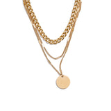Leilani Layered Necklace – Triple Chain with Round Pendant Waterproof | Huna Jewelry