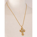 Aviana Cross Pendant Necklace – Vintage Pearl & Zircon Charm | Huna Jewelry