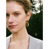 Teres Drop Earrings – Hollow Round, Hypoallergenic & Stylish | Huna Jewelry