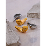Flynn Striped Geometric Stud Earrings – Unique & Hypoallergenic | Huna Jewelry