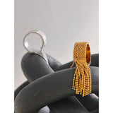 Edie Bold Beaded Tassel Cuff Ring – Wide & Adjustable Statement | Huna Jewelry