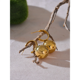 Kelanni Round Ball Earrings – Sleek Huggie, Water Resistant & Trendy | Huna Jewelry