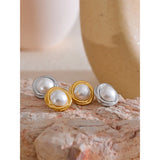 Rowena Pearl Stud Earrings – Classic & Hypoallergenic Jewelry | Huna Jewelry