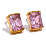 Finn Colored Rectangle Stud Earrings – Bold & Modern Style | Huna Jewelry