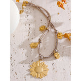 Ellie Braided Necklace – Sunflower Flower Pendant Charm Jewelry | Huna Jewelry
