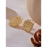 Kristen Square Stud Earrings – Textured & Water Resistant Design | Huna Jewelry