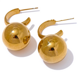 Kelanni Round Ball Earrings – Sleek Huggie, Water Resistant & Trendy | Huna Jewelry