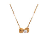 Emilia Bow and Pearl Pendant Necklace – Chic & Sweet Golden Jewelry | Huna Jewelry