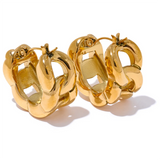 Cerise Chain Hoop Earrings – Modern Waterproof Gold Hoops | Huna Jewelry