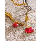 Sofia Charm Pendant Necklace – Gold Chili, Red Heart & Apple Drops | Huna Jewelry