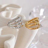 Kenza Layered Wide Ring – Simple & Stylish Gold Statement | Huna Jewelry