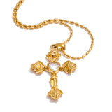 Elizabeth Beaded Necklace – Rose Flower & Cross Pendant, Elegant Jewelry | Huna Jewelry