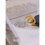 Kasey Beaded C Hoop Earrings – Layered Hollow Huggie Design | Huna Jewelry