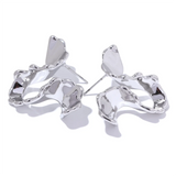 Vera Wave Stud Earrings – Textured Irregular Geometric Elegance | Huna Jewelry