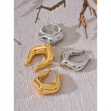 Gianna Chunky Hoop Earrings – Geometric Hollow Rust-Proof Design | Huna Jewelry