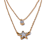 Isla Layered Necklace with Star & Cubic Zirconia Charms – Chic Jewelry | Huna Jewelry