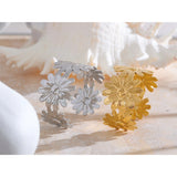 Dolce Floral Cuff Bracelet – Wide Open Bangle, Water-Resistant Design | Huna Jewelry