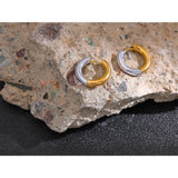 Lorelei Two-Tone Round Hoop Earrings – Trendy & Versatile Jewelry | Huna Jewelry